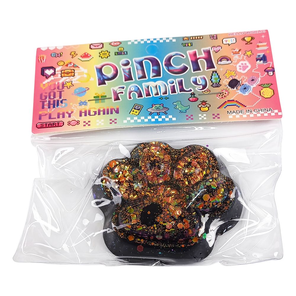 Таба сквиш антистресс  7см Лапка черная+  оранжевый (712246  orange)