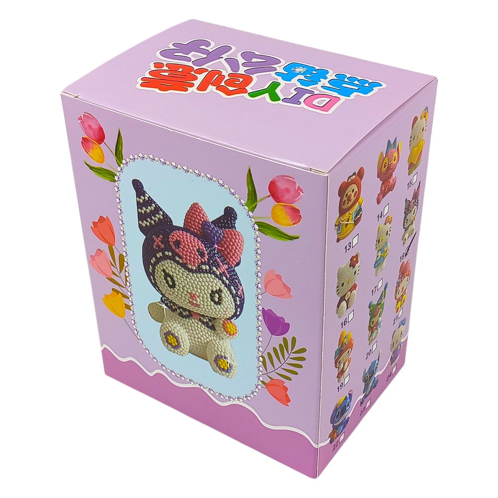 Набір  творчості  "Прикрась стразами скарбничку Зайчик Kuromi" 12см у коробці,  2 види (12426)