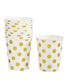Стаканчики  паперові TM Pelican   "Білі з золотим горошком"    10шт (871401)
