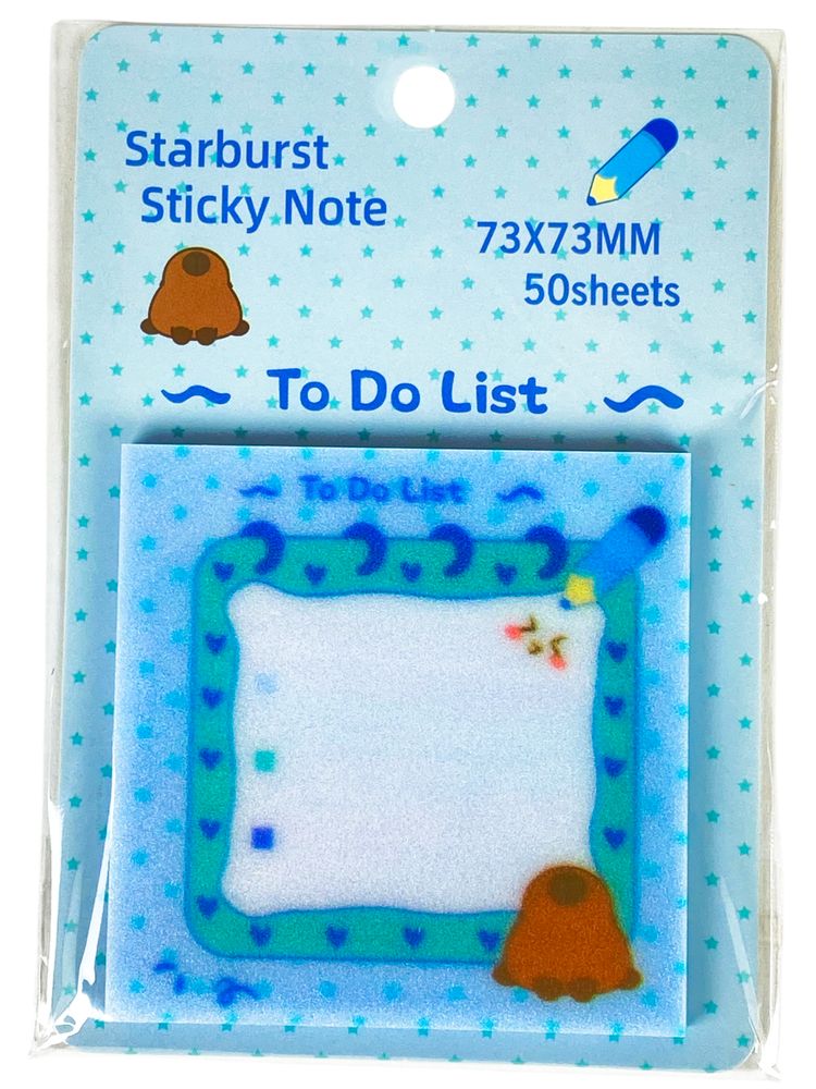 Папір для нотаток пластиковий напівпрозорий з клейким шаром "Капібара"  73 х 73мм 50 аркушів (9186-8895)