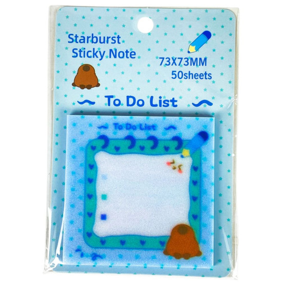 Папір для нотаток пластиковий напівпрозорий з клейким шаром "Капібара"  73 х 73мм 50 аркушів (9186-8895)