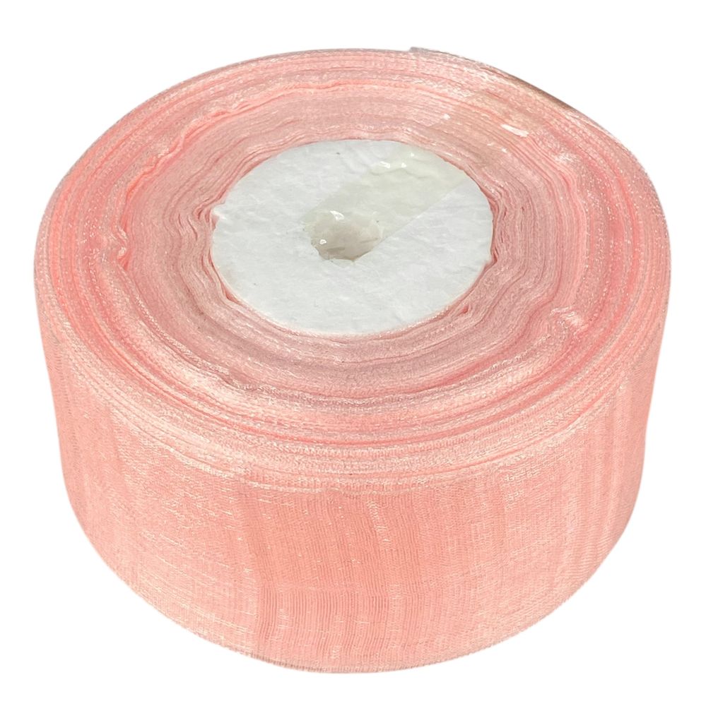 Лента с органзы  нежно-розовая 4,0 см х  50 ярдов Розовый Marill (D02040-bk40)