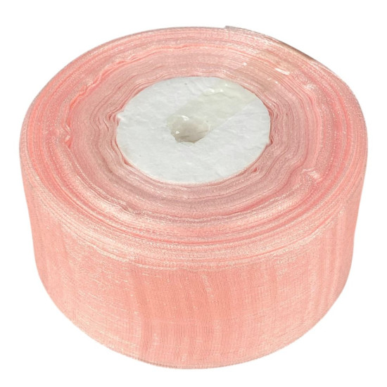 Лента с органзы  нежно-розовая 4,0 см х  50 ярдов Розовый Marill (D02040-bk40)