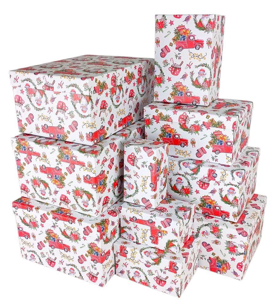 Подарункова новорічна коробка прямокутна  35,5 х 25 х 16см  , 10шт/наб (105773)