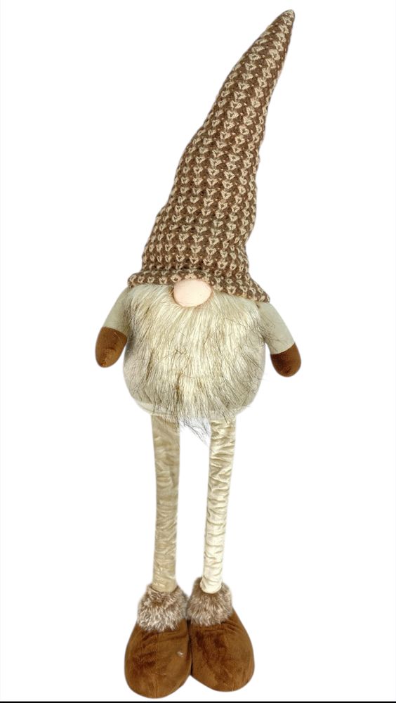 Новогодняя мягкая игрушка Гном коричневый, стоящий  21 х 14 х 70 см (L01169)