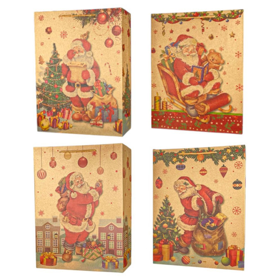 Пакет паперовий подарунковий Новорічний крафт 36 х 27 х 9см,170г/м2 (170-36)