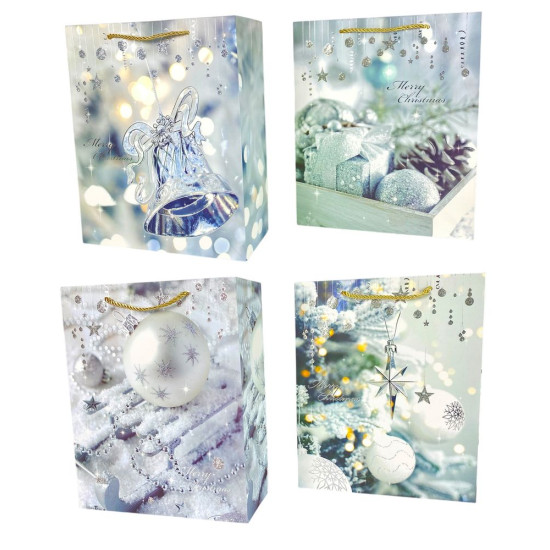 Пакет подарунковий  новорічний , 26 х 32 х 12cm 4 дизайни (Y-2816M(21816))