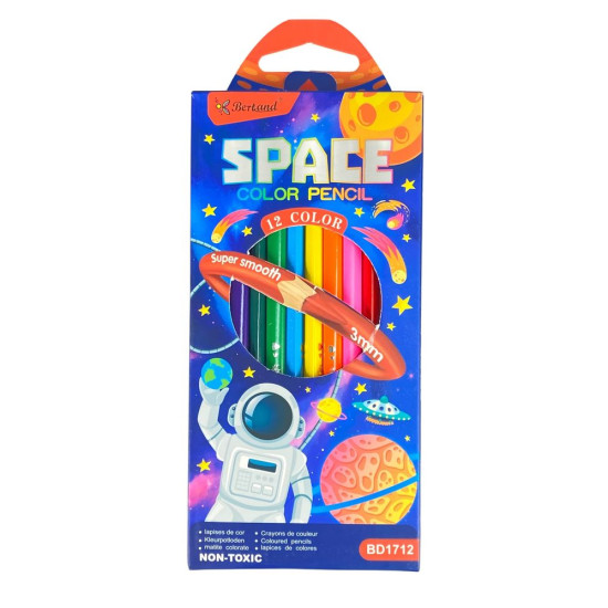 Олівці трикутні кольорові, 12 кольорів Різнокольоровий Без бренду (BD-1712)