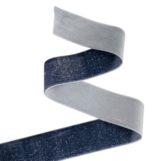 Бархатная лента  блестящая 4,0 см х 30 ярдов Серый Marill (D16740- dark gray)