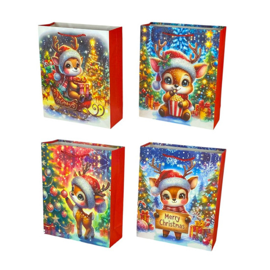 Пакет подарочный новогодний, 4 дизайна, 210g, 26 х 32 х 10 см (SM534M-3)