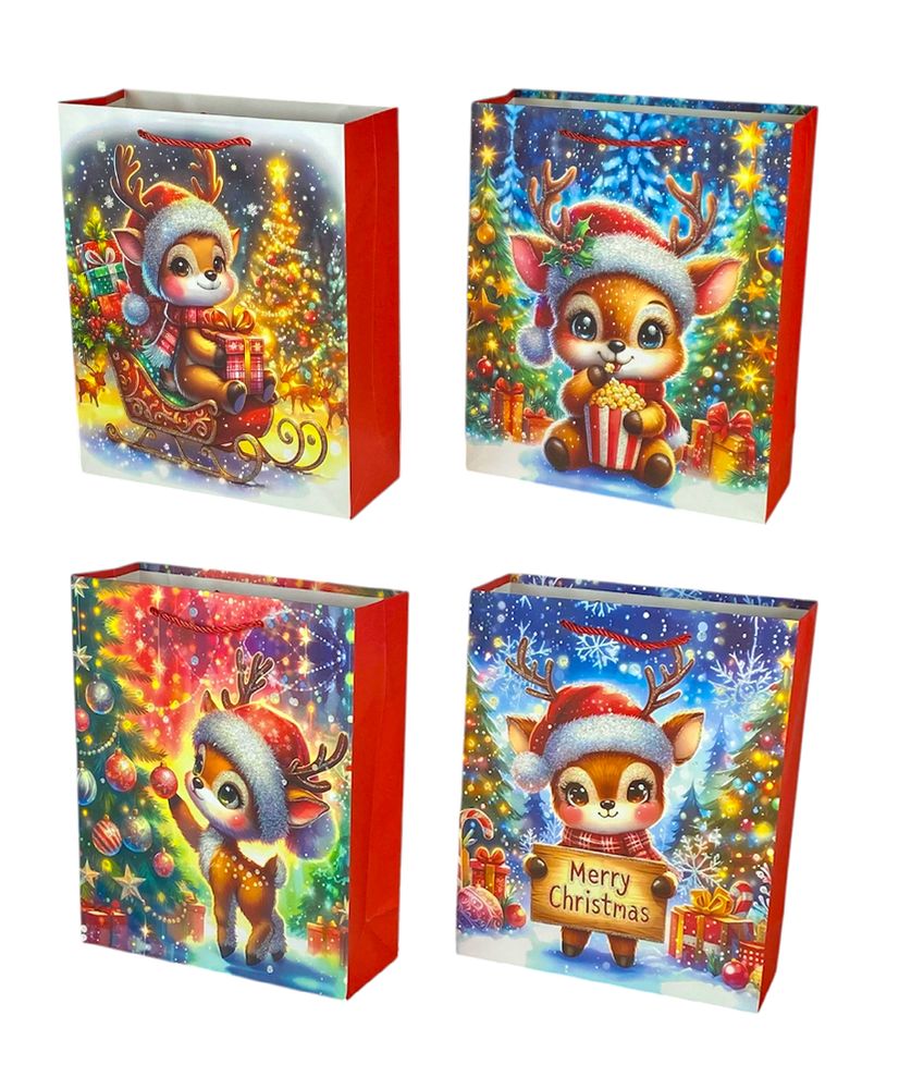 Пакет подарочный новогодний, 4 дизайна, 210g, 26 х 32 х 10 см (SM534M-3)