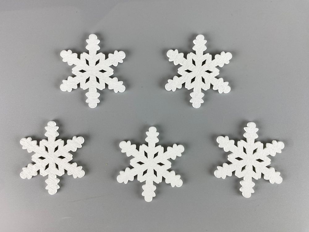 Дерев'яна сніжинка-ромб  5 х 6см, біла, 5шт (TK-018)
