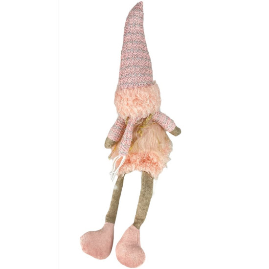 Новорічна м'яка іграшка Гном рожевий, що сидить 15 х 13 х 48 см (L01179)