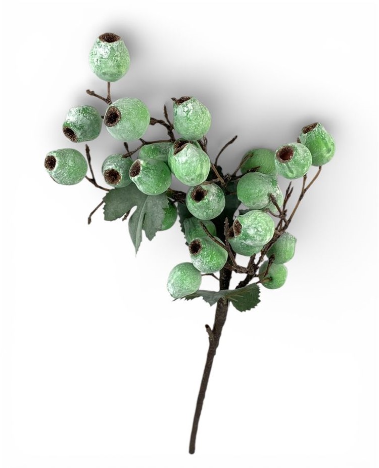 Гілка декоративна  з ягодами, 60см зелена з припиленим ефектом Unison (c30519)