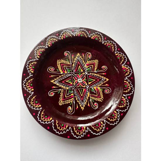 Набір декоративних дерев'яних писанок на тарілці з традиційним орнаментом Коричневий Unison (L-001  brown)