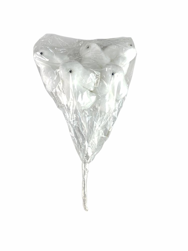 Набор белых пасхальных кроликов 6 см -6шт на палочке (L00175)