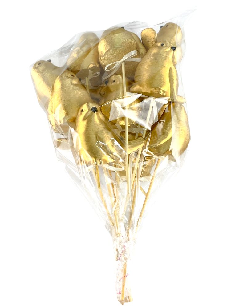Набор золотых пасхальных Эко птиц 6 см -12шт Золотой (L00208)