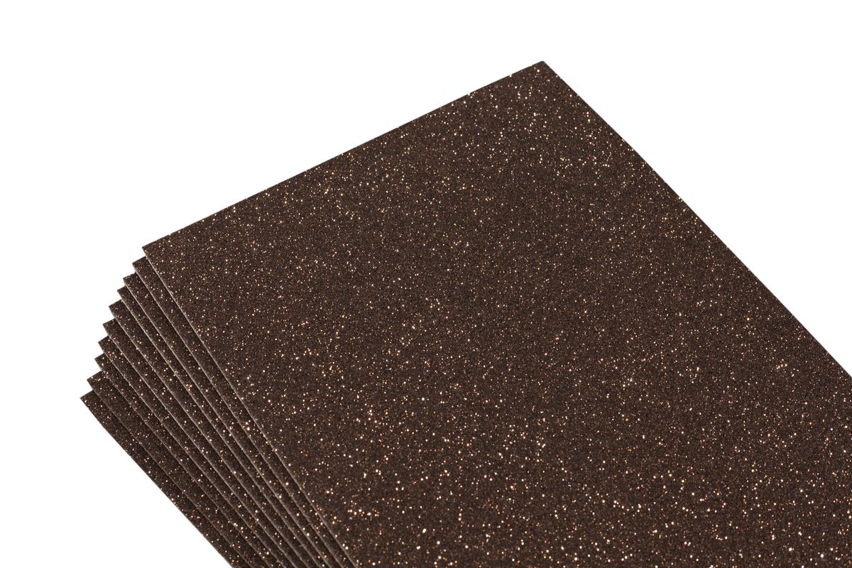 Фоамиран с глиттером 1,8мм, 10 листов, коричневый (самоклейка) Коричневый Unison (8680)