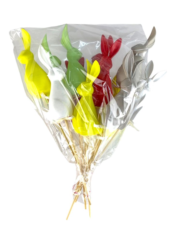 Набір кольорових великодніх Еко кроликів 10 см -12шт на паличці Різнокольоровий (L00172)