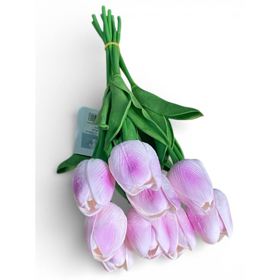 Букет латексних тюльпанів з ефектом живого дотику 9 бутонів (4 х 4см)  орхідея 34 см Різнокольоровий Marill (C30444-03)