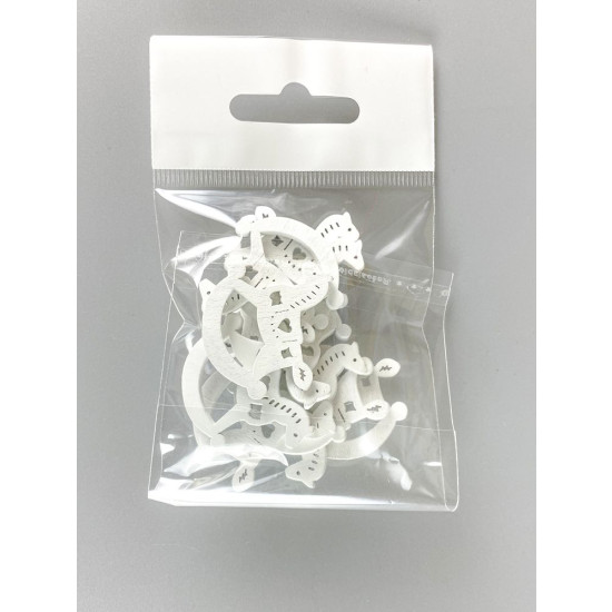 Дерев'яна конячка з сердечком  2 х 3см, біла, 10шт (TK-012)