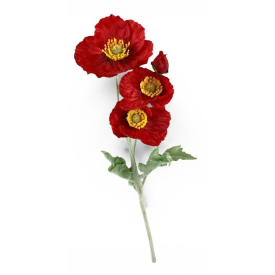 Гілка з маками, 60 см, червона Unison (ТВ-60)