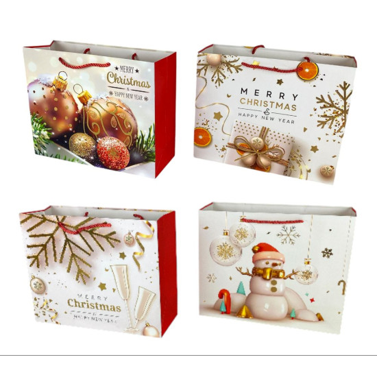 Пакет подарочный новогодний, 4 дизайна, 210g, 26 х 32 х 12см (YC-613M-1)