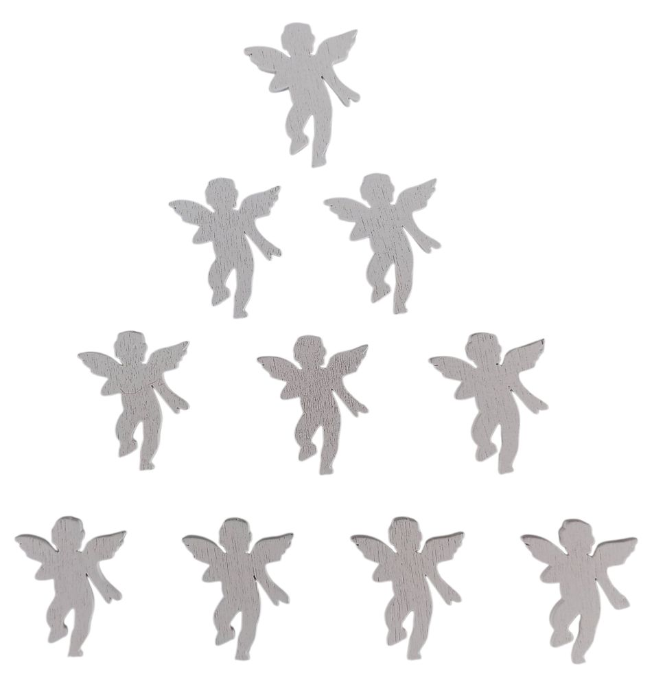 Дерев'яний ангел 2 х 3см, білий, 10шт (TK-003)