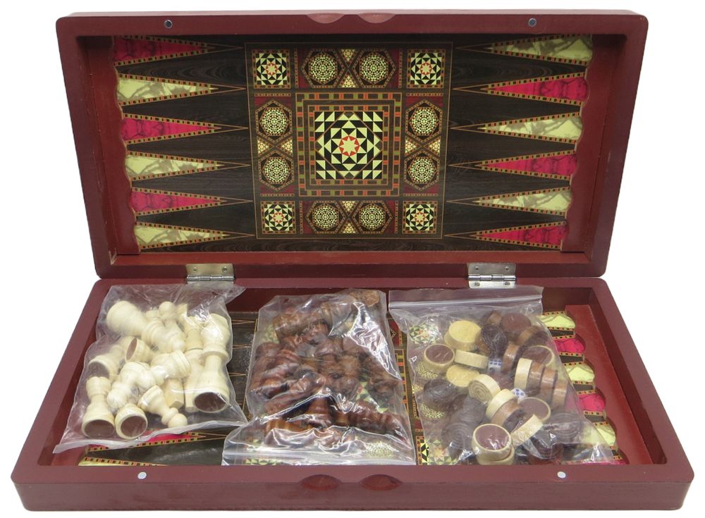 Гра настільна 3 в 1 "Шахи,шашки,нарди" з дерева 49см (948-2)