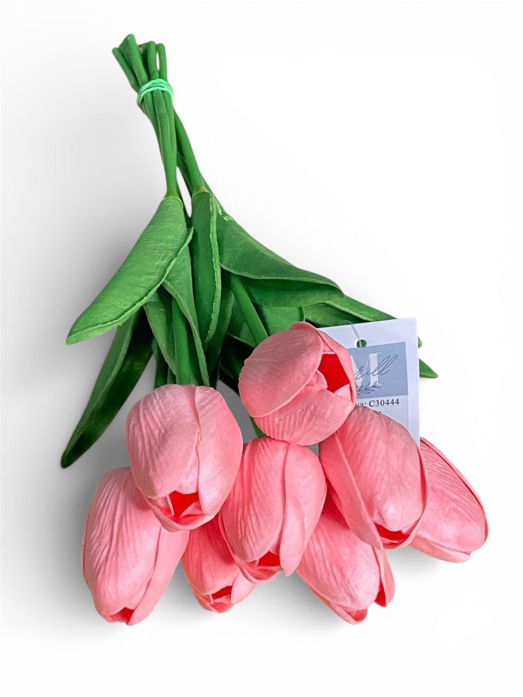 Букет латексних тюльпанів з ефектом живого дотику 9 бутонів (4 х 4см) рожевий 34 см Рожевий Marill (C30444-02)