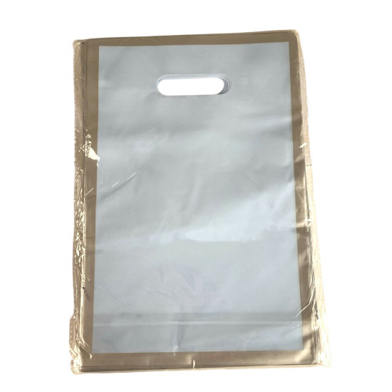 Пакет полиэтиленовый с прорезной ручкой, 30 х 20см 50шт/уп (10804 light gray-silver)