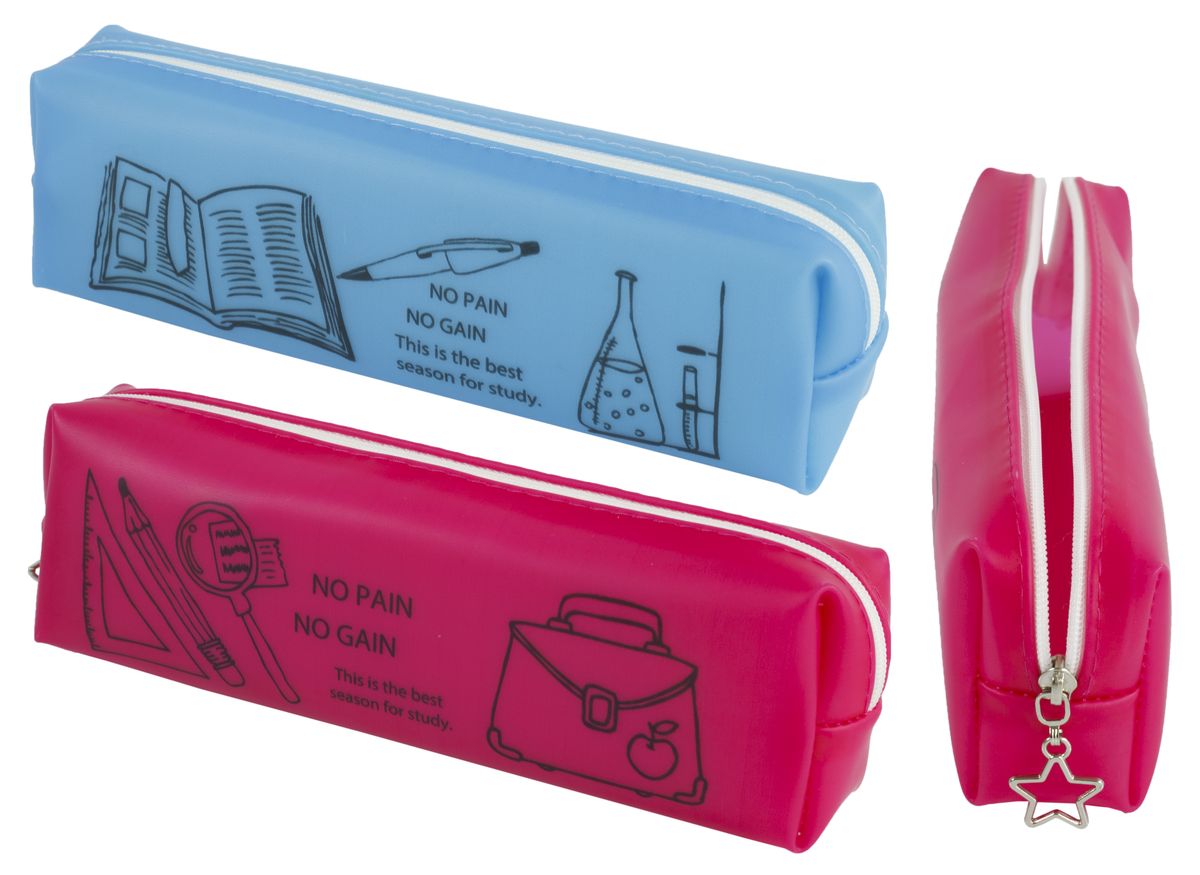 Пенал силикон. "Study" 19*5,5*4см, PVC, mix3 (1242)