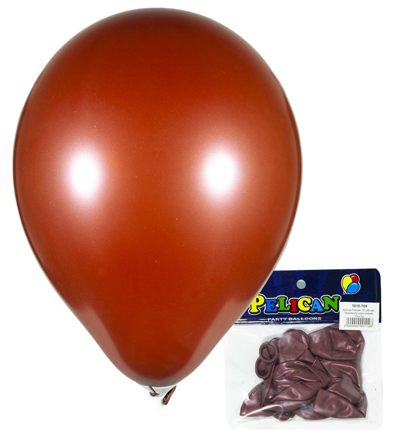 Шарики Pelican 10' (26 см), перламутр коричневый, 10шт/уп Коричневый Pelican (815708/1010-708)