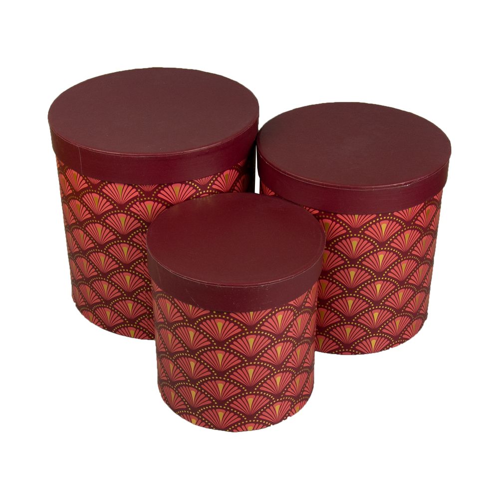 Коробка подарункова кругла в наборі  3 шт (20 x 20,5см/18 x 18,5см/15 x 15,5см) Червоний Unison (W3002)