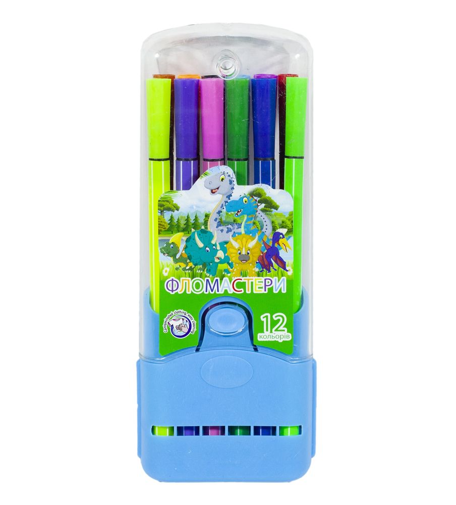 Фломастеры 12цв в прямоугольной пластиковой коробке (1998-12)