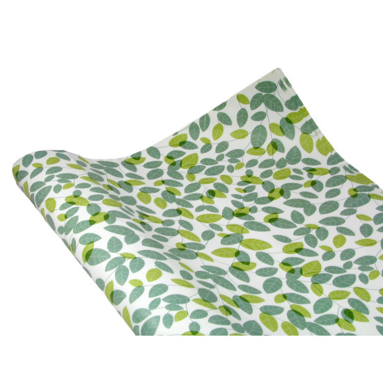 Бумага для упаковки подарков "зеленые листья на белом" (PCZ10070-10-91)
