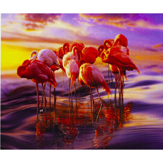 Алмазна мозаїка  за номерами 40*50см "сплячі фламінго" карт уп. (Полотно на рамі камені) (74773)
