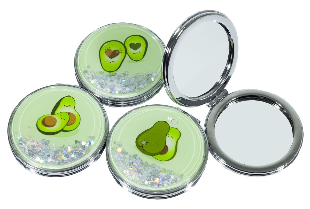 Зеркало косметич."Сыпуч.блёст.-Авокадо" 4в.,в/в 1257-2 (1257-2)