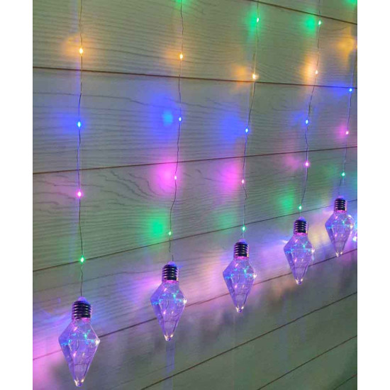 Гірлянда штора - роса шестигранник 10шт 3м х 0,8м з'єднувач (мульті) Різнокольоровий Unison (1849-52)