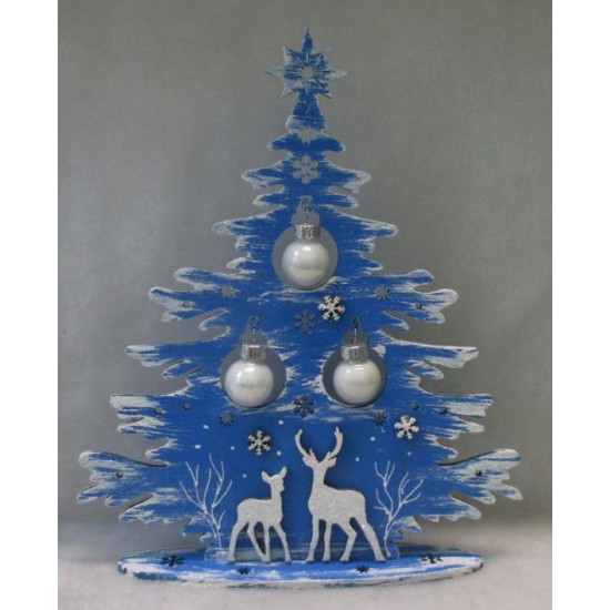 Новогодняя декорация "Елочка" синяя с оленями 23см Синий Unison (DT-5)