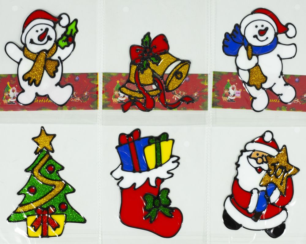 Наліпки для вікон силікон "New year" 15х24см (6244-1)