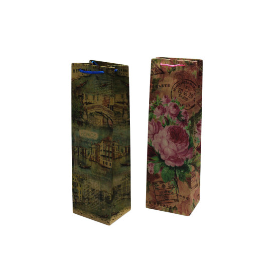 Пакет подарочный крафт  для бутылки 120гр, 12 х 40 х 9 см (12шт/уп) Unison (PVCP124009)