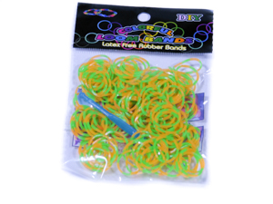 Зелено-оранжевые резинки для плетения в полоску (Нт 114.5)