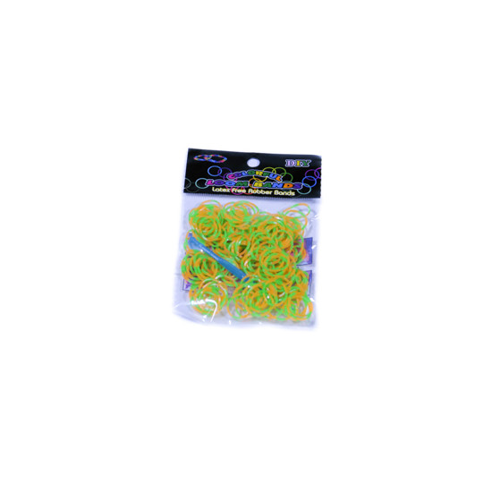 Зелено-оранжевые резинки для плетения в полоску (Нт 114.5)