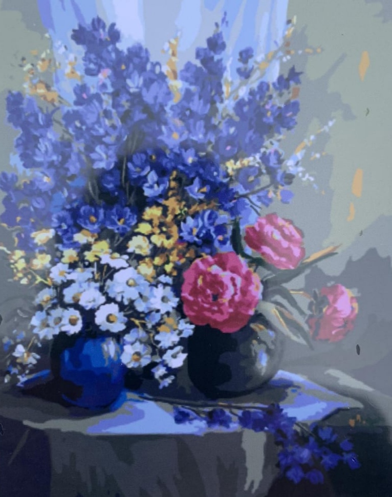 Картина по номерам 30*40см  "Букет цветов" OPP (холст на раме краск. кисти. ) (70EKTL_O)