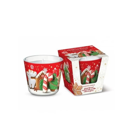 Свічка ароматична "Рождественские сладости (Пряники)" 30 часов, 8см Красный Bartek Candles (72458)