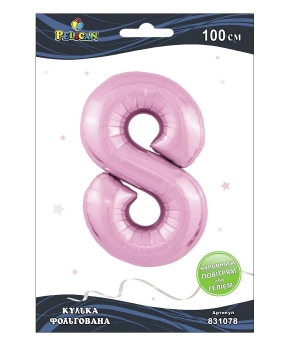 Цифра фольгована Pelican, "8" рожева 100см Рожевий Pelican (831078)