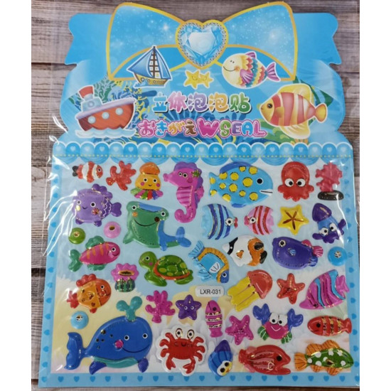 Наклейки пластиковые рельефные "Рыбки" 19,5 х 25см, 20шт/уп Разноцветный Unison (LXR-031)