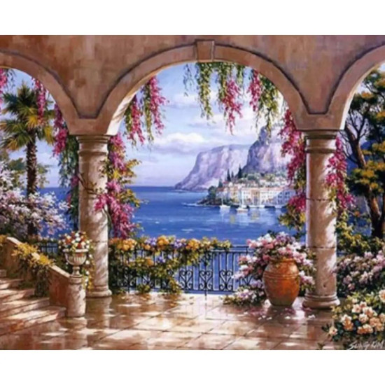 Картина по номерам 40 х 50см "Веранда в цветах" Разноцветный Unison (9522EPH_B)