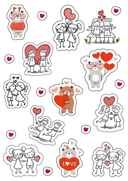 Наліпка  А5  "Love", 10шт/уп Білий Unison (VD-4)